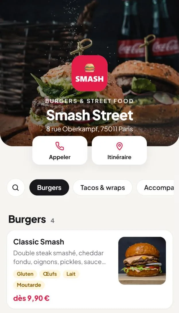 Menu digital Vmenu - Smash Street